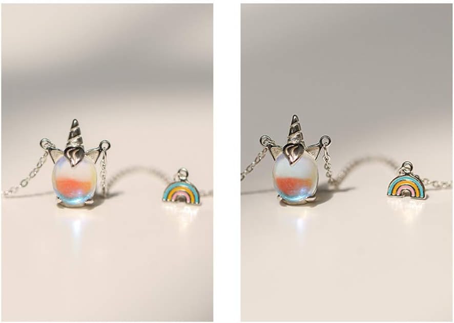 Unicorn Rainbow Earrings Necklace Set for Women Girls Daughter 925 Sterling Silver Asymmetrical Colorful Small Cute Crystal Studs Dainty Pendant Choker Chain Birthday NecklaceUnicorn Rainbow Earrings Necklace Set for Women Girls Daughter 925 Sterling Silver Asymmetrical Colorful Small Cute Crystal Studs Dainty Pendant Choker Chain Birthday Necklace