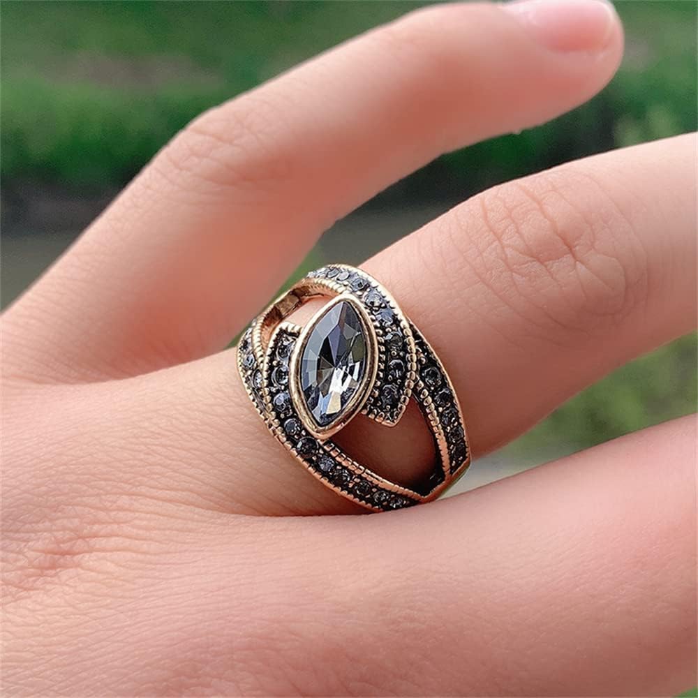 Vintage Grey CZ Evil Eye Statement Ring for Women Girls Gold Plated Boho Oval Crystal Band Rings Comfort Fit Retro Bohemian Jewelry Dainty Gift Size 8Vintage Grey CZ Evil Eye Statement Ring for Women Girls Gold Plated Boho Oval Crystal Band Rings Comfort Fit Retro Bohemian Jewelry Dainty Gift Size 8