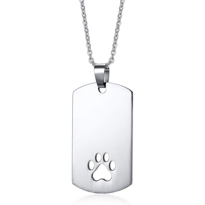 Stainless Steel Paw Print Necklace for Women Men Dog Tag Personalized Polished Cat Pet Pawprint Pendant Charm Chain Minimalist Geometrical Rectangular Necklaces 20 inchesStainless Steel Paw Print Necklace for Women Men Dog Tag Personalized Polished Cat Pet Pawprint Pendant Charm Chain Minimalist Geometrical Rectangular Necklaces 20 inches