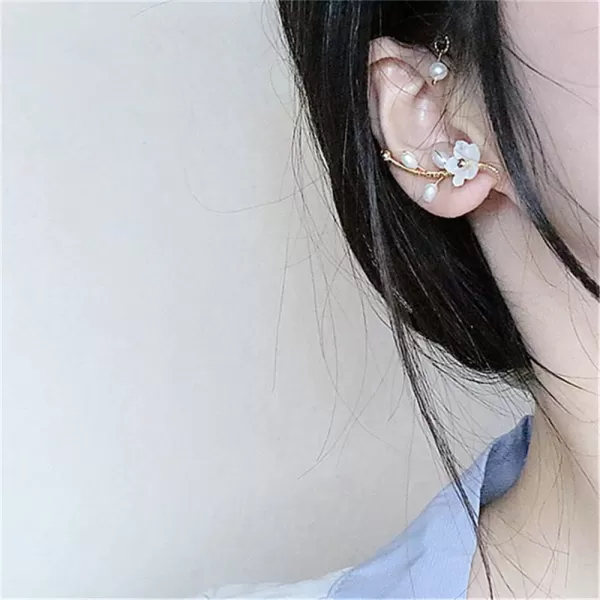 1 PC Vintage Shell Pearl Flower Wrap Crawler Climber Non Piercing Earring for Women Girls Gold Plated Hypoallergenic Twisted Cuff Cartilage Vine Dainty Boho Handmade Birthday Wedding Jewelry for Right Ear1 PC Vintage Shell Pearl Flower Wrap Crawler Climber Non Piercing Earring for Women Girls Gold Plated Hypoallergenic Twisted Cuff Cartilage Vine Dainty Boho Handmade Birthday Wedding Jewelry for Right Ear