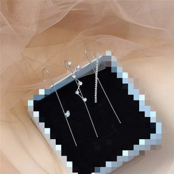 1 PC of Ear Wrap Crawler Hook Earrings for Women Girls Minimalist Dainty CZ Crystal Bar Piercing Ear Cuff Stud Safety Pin Dainty Unique Earring Fashion Jewelry Party BFF GiftsBias CZ