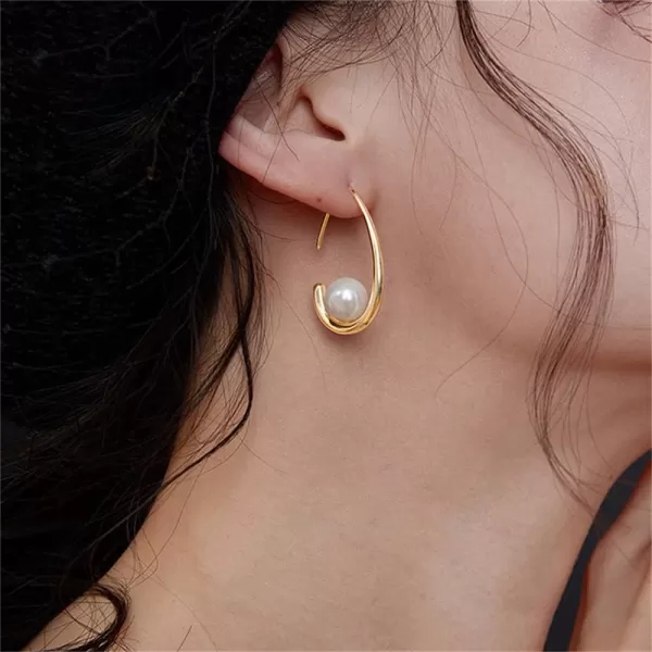 16G Minimalist Pearl Teardrop Dangle Hoop Earrings for Women Girls 14K Gold Plated Imitation 8mm Pearls Curved Wire Thick Threader Dangling Huggie Hoops Lightweight Upside Down Ear Piercing Jewelry16G Minimalist Pearl Teardrop Dangle Hoop Earrings for Women Girls 14K Gold Plated Imitation 8mm Pearls Curved Wire Thick Threader Dangling Huggie Hoops Lightweight Upside Down Ear Piercing Jewelry