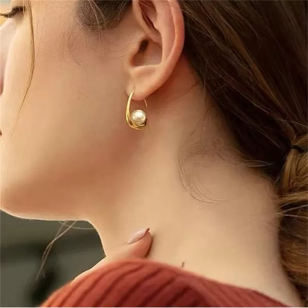 16G Minimalist Pearl Teardrop Dangle Hoop Earrings for Women Girls 14K Gold Plated Imitation 8mm Pearls Curved Wire Thick Threader Dangling Huggie Hoops Lightweight Upside Down Ear Piercing Jewelry16G Minimalist Pearl Teardrop Dangle Hoop Earrings for Women Girls 14K Gold Plated Imitation 8mm Pearls Curved Wire Thick Threader Dangling Huggie Hoops Lightweight Upside Down Ear Piercing Jewelry