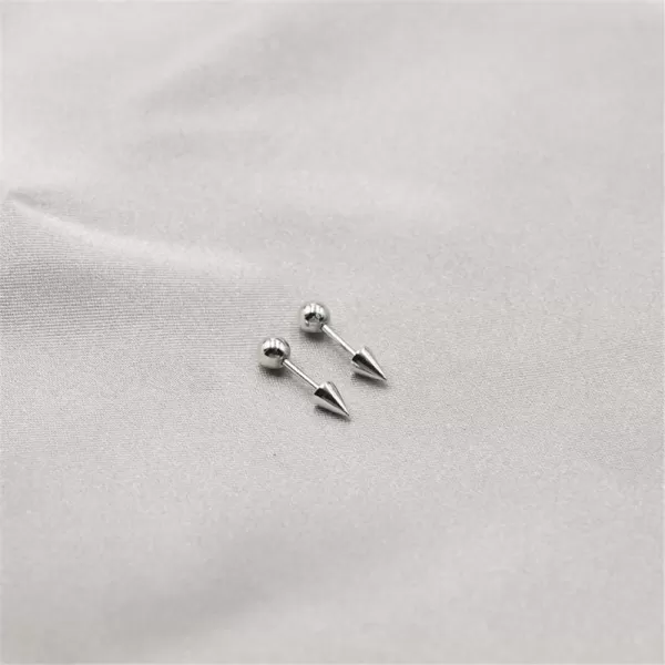 18G Mini Spike Cone Cartilage Tragus Stud Earrings for Women Girls 925 Sterling Silver Hypoallergenic Sensitive Ear Geometric Triangle Tiny Small Studs 4mm Ball Screw Back Barbell Fashion Body Piercing JewelrySilver