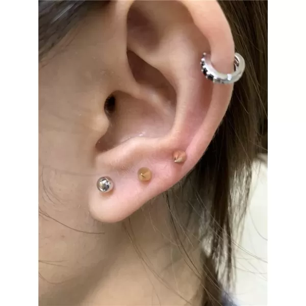 18G Mini Spike Cone Cartilage Tragus Stud Earrings for Women Girls 925 Sterling Silver Hypoallergenic Sensitive Ear Geometric Triangle Tiny Small Studs 4mm Ball Screw Back Barbell Fashion Body Piercing JewelrySilver