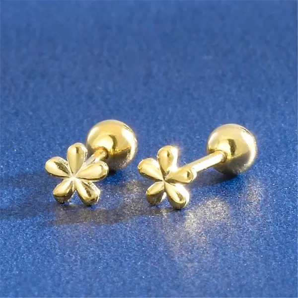 18G Tiny Flower Stud Cartilage Earrings for Women Girls 925 Sterling Silver Mini Cute Daisy 3mm Ball Barbell Screw Back Studs Sleeper Tragus Post Minimalist Hypoallergenic Piercing Body JewelryGold