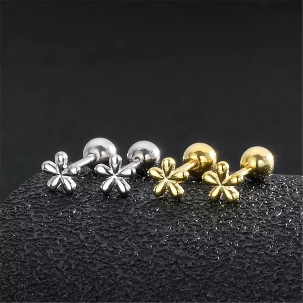 18G Tiny Flower Stud Cartilage Earrings for Women Girls 925 Sterling Silver Mini Cute Daisy 3mm Ball Barbell Screw Back Studs Sleeper Tragus Post Minimalist Hypoallergenic Piercing Body JewelryGold