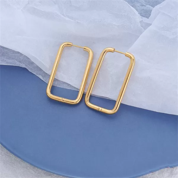 18K Gold Plated Silver Big Rectangle Dangle Hoop Earrings for Women Girls Stainless Steel Hypoallergenic for Sensitive Ears Large Geometric Huggie Hoops Drop Fashion Minimalist Jewelry 40mm18K Gold Plated Silver Big Rectangle Dangle Hoop Earrings for Women Girls Stainless Steel Hypoallergenic for Sensitive Ears Large Geometric Huggie Hoops Drop Fashion Minimalist Jewelry 40mm