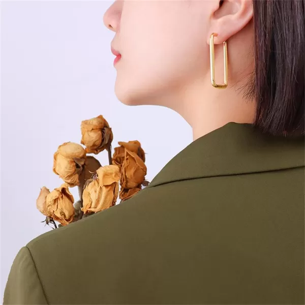 18K Gold Plated Silver Big Rectangle Dangle Hoop Earrings for Women Girls Stainless Steel Hypoallergenic for Sensitive Ears Large Geometric Huggie Hoops Drop Fashion Minimalist Jewelry 40mm18K Gold Plated Silver Big Rectangle Dangle Hoop Earrings for Women Girls Stainless Steel Hypoallergenic for Sensitive Ears Large Geometric Huggie Hoops Drop Fashion Minimalist Jewelry 40mm