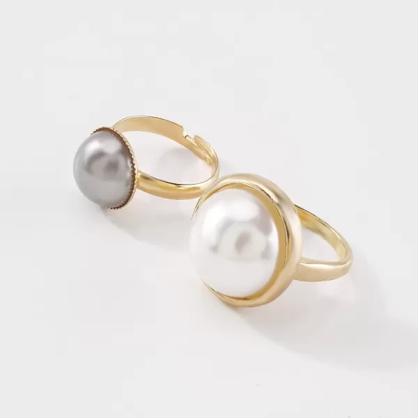 2 PCs Bezel Pearl Statement Wedding Ring Set for Women Girls Gold Vintage 2 Big Pearls Band Engagement Birthday Cocktail Party Rings Comfort Fit Retro Y2K Jewelry Size 72 PCs Bezel Pearl Statement Wedding Ring Set for Women Girls Gold Vintage 2 Big Pearls Band Engagement Birthday Cocktail Party Rings Comfort Fit Retro Y2K Jewelry Size 7
