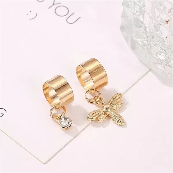 2 Pair Bee Ear Cuffs Cartilage Non Pierced Earrings Set for Women Girls Gold Plated Cute Animal CZ Bezel Dangle Drop Adjustable Huggie Small Hoop Wrap Jewelry2 Pair Bee Ear Cuffs Cartilage Non Pierced Earrings Set for Women Girls Gold Plated Cute Animal CZ Bezel Dangle Drop Adjustable Huggie Small Hoop Wrap Jewelry