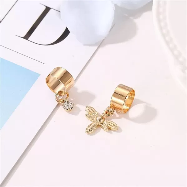 2 Pair Bee Ear Cuffs Cartilage Non Pierced Earrings Set for Women Girls Gold Plated Cute Animal CZ Bezel Dangle Drop Adjustable Huggie Small Hoop Wrap Jewelry2 Pair Bee Ear Cuffs Cartilage Non Pierced Earrings Set for Women Girls Gold Plated Cute Animal CZ Bezel Dangle Drop Adjustable Huggie Small Hoop Wrap Jewelry