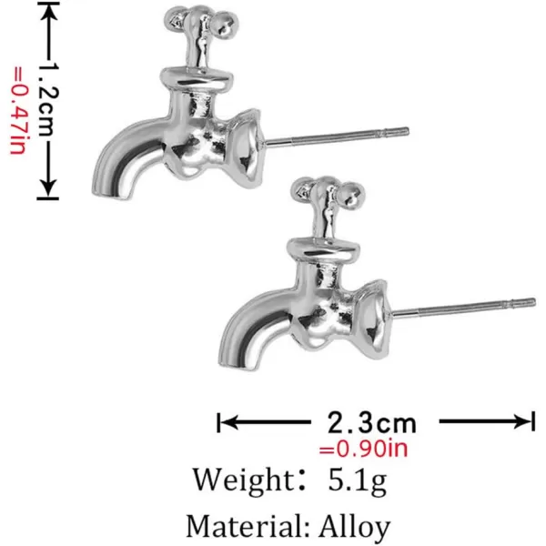 2 Pairs Unique Faucet Earrings Set for Women Men Hypoallergenic Stainless Steel Post Silver and Black Water Tap Piercing Stud Cartilage Fashion Creative Jewelry BFF Gifts2 Pairs Unique Faucet Earrings Set for Women Men Hypoallergenic Stainless Steel Post Silver and Black Water Tap Piercing Stud Cartilage Fashion Creative Jewelry BFF Gifts