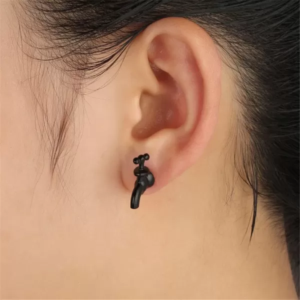 2 Pairs Unique Faucet Earrings Set for Women Men Hypoallergenic Stainless Steel Post Silver and Black Water Tap Piercing Stud Cartilage Fashion Creative Jewelry BFF Gifts2 Pairs Unique Faucet Earrings Set for Women Men Hypoallergenic Stainless Steel Post Silver and Black Water Tap Piercing Stud Cartilage Fashion Creative Jewelry BFF Gifts