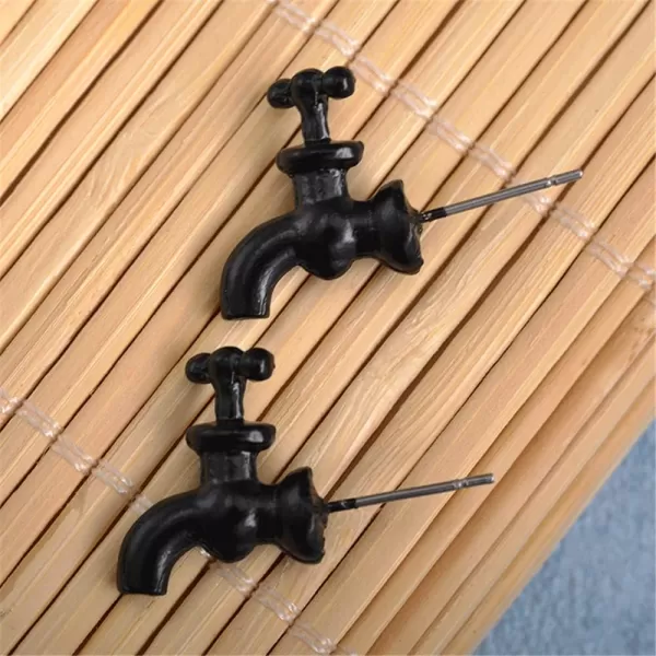 2 Pairs Unique Faucet Earrings Set for Women Men Hypoallergenic Stainless Steel Post Silver and Black Water Tap Piercing Stud Cartilage Fashion Creative Jewelry BFF Gifts2 Pairs Unique Faucet Earrings Set for Women Men Hypoallergenic Stainless Steel Post Silver and Black Water Tap Piercing Stud Cartilage Fashion Creative Jewelry BFF Gifts