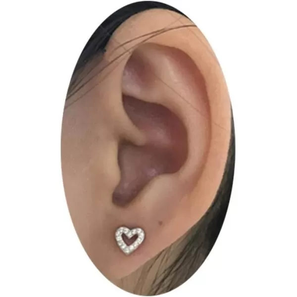 20G CZ love Heart Tragus Stud Earrings for Women Girls S925 Sterling Silver Cartilage Helix Tiny Cubic Zirconia Barbell Piercing Screw Huggie JewelrySilver