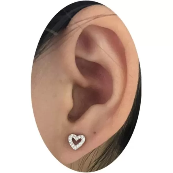 20G CZ love Heart Tragus Stud Earrings for Women Girls S925 Sterling Silver Cartilage Helix Tiny Cubic Zirconia Barbell Piercing Screw Huggie JewelrySilver