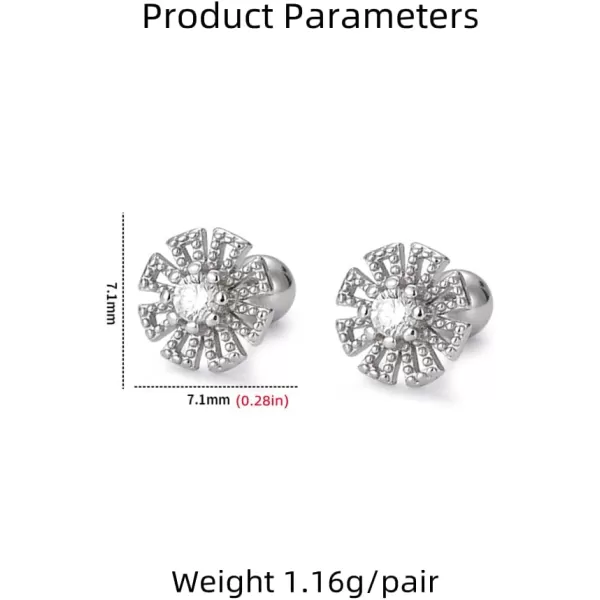 20g Cute CZ Flower Sterling Silver Earrings for Women Girls Crystal Snowflake Daisy Sunflower Stud Tiny Small Ball Cartilage Screw Back Post Hypoallergenic Pierced Ear Jewelry Dainty Gifts20g Cute CZ Flower Sterling Silver Earrings for Women Girls Crystal Snowflake Daisy Sunflower Stud Tiny Small Ball Cartilage Screw Back Post Hypoallergenic Pierced Ear Jewelry Dainty Gifts