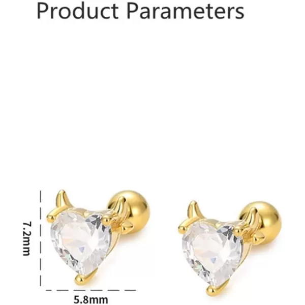 20g Cute Devil Love Heart Cartilage Stud Earrings for Women Girls 925 Sterling Silver Cubic Zirconia CZ Ball Screw Hypoallergenic Piercing Fashion Dainty Jewelry Gifts for Her Gold20g Cute Devil Love Heart Cartilage Stud Earrings for Women Girls 925 Sterling Silver Cubic Zirconia CZ Ball Screw Hypoallergenic Piercing Fashion Dainty Jewelry Gifts for Her Gold