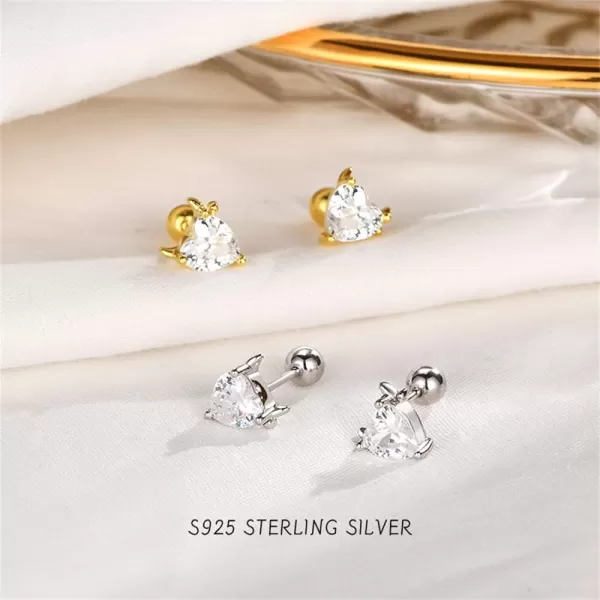 20g Cute Devil Love Heart Cartilage Stud Earrings for Women Girls 925 Sterling Silver Cubic Zirconia CZ Ball Screw Hypoallergenic Piercing Fashion Dainty Jewelry Gifts for Her Gold20g Cute Devil Love Heart Cartilage Stud Earrings for Women Girls 925 Sterling Silver Cubic Zirconia CZ Ball Screw Hypoallergenic Piercing Fashion Dainty Jewelry Gifts for Her Gold