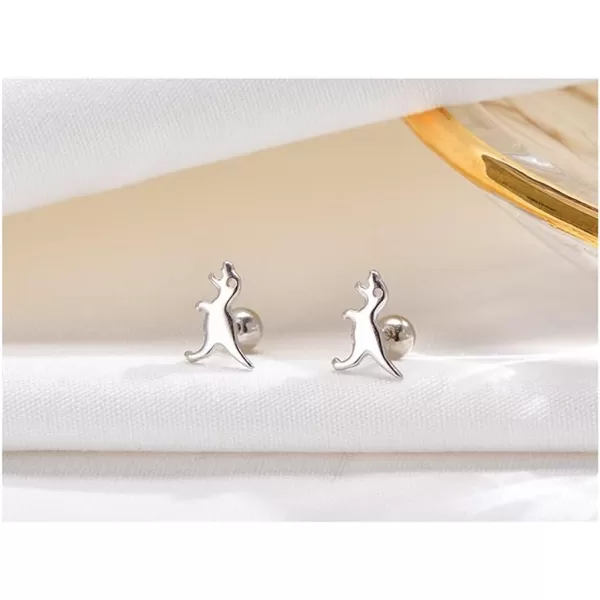 20g Mini Cute Dinosaur Stud Earrings for Women Girls 925 Sterling Silver Hypoallergenic Tiny Dragon Brontosaurus Animal Ball Piercing Cartilage Tragus Fashion Minimalist Jewelry GiftsSilver