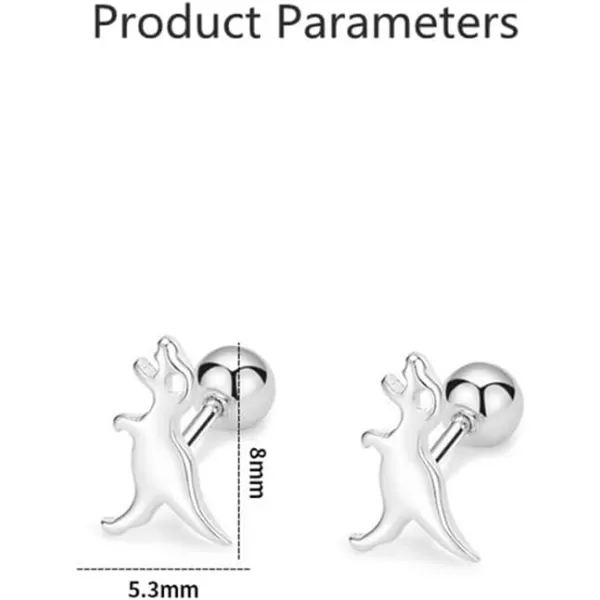 20g Mini Cute Dinosaur Stud Earrings for Women Girls 925 Sterling Silver Hypoallergenic Tiny Dragon Brontosaurus Animal Ball Piercing Cartilage Tragus Fashion Minimalist Jewelry GiftsSilver