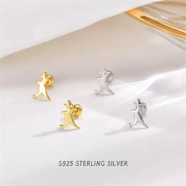 20g Mini Cute Dinosaur Stud Earrings for Women Girls 925 Sterling Silver Hypoallergenic Tiny Dragon Brontosaurus Animal Ball Piercing Cartilage Tragus Fashion Minimalist Jewelry GiftsSilver