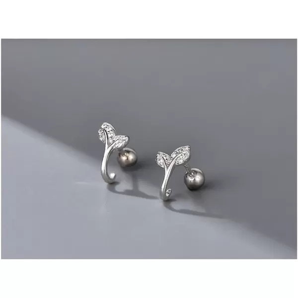 20g Tiny CZ Leaf Cartilage Stud Earrings for Women Girls 925 Sterling Silver Crystal Leaves Cuff Wrap Helix Hypoallergenic Ball Piercing Fashion Dainty Jewelry Gifts for FriendsSilver