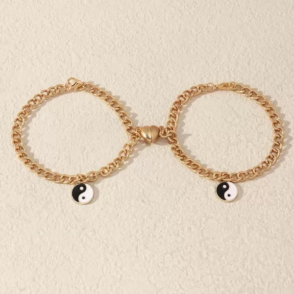 2pcs Yinyang BFF Couples Bracelets Set Love Heart Magnetic Link Chain Bracelet for Women Men Friends Gold Tone Pinky Pormise Valentine Anniversary Jewelry Gifts2pcs Yinyang BFF Couples Bracelets Set Love Heart Magnetic Link Chain Bracelet for Women Men Friends Gold Tone Pinky Pormise Valentine Anniversary Jewelry Gifts