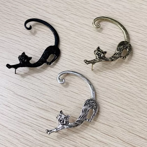 3 PCS Cat Studs Ear Cuff Earrings Set for Women Girls Silver Gold Black Vintage Punk Animal Tail Post Pin Clip on Earring Personalized Nickel Free Jewelry for Small Left Ear3 PCS Cat Studs Ear Cuff Earrings Set for Women Girls Silver Gold Black Vintage Punk Animal Tail Post Pin Clip on Earring Personalized Nickel Free Jewelry for Small Left Ear