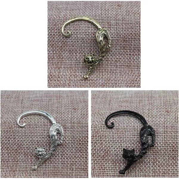 3 PCS Cat Studs Ear Cuff Earrings Set for Women Girls Silver Gold Black Vintage Punk Animal Tail Post Pin Clip on Earring Personalized Nickel Free Jewelry for Small Left Ear3 PCS Cat Studs Ear Cuff Earrings Set for Women Girls Silver Gold Black Vintage Punk Animal Tail Post Pin Clip on Earring Personalized Nickel Free Jewelry for Small Left Ear