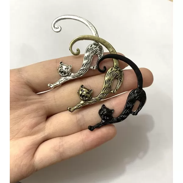 3 PCS Cat Studs Ear Cuff Earrings Set for Women Girls Silver Gold Black Vintage Punk Animal Tail Post Pin Clip on Earring Personalized Nickel Free Jewelry for Small Left Ear3 PCS Cat Studs Ear Cuff Earrings Set for Women Girls Silver Gold Black Vintage Punk Animal Tail Post Pin Clip on Earring Personalized Nickel Free Jewelry for Small Left Ear