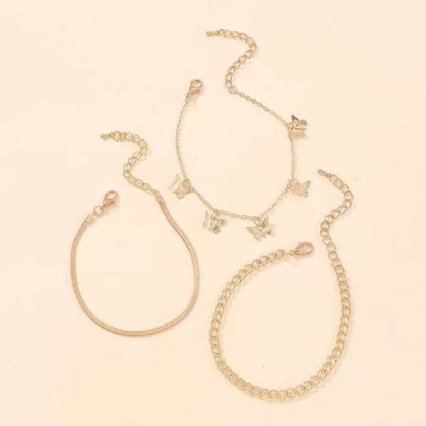 3 PCS Charm Chain Bracelets Set for Women Girls Gold Plated Dainty Butterfly Animals Layered Snake Chains Anklet Bracelet Bohemian Adjustable Nickel Free Retro Birthday Party Vacation Y2K Jewelry3 PCS Charm Chain Bracelets Set for Women Girls Gold Plated Dainty Butterfly Animals Layered Snake Chains Anklet Bracelet Bohemian Adjustable Nickel Free Retro Birthday Party Vacation Y2K Jewelry