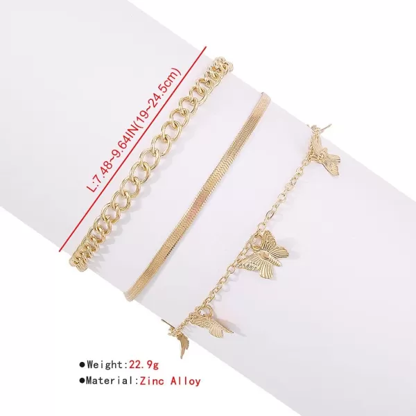 3 PCS Charm Chain Bracelets Set for Women Girls Gold Plated Dainty Butterfly Animals Layered Snake Chains Anklet Bracelet Bohemian Adjustable Nickel Free Retro Birthday Party Vacation Y2K Jewelry3 PCS Charm Chain Bracelets Set for Women Girls Gold Plated Dainty Butterfly Animals Layered Snake Chains Anklet Bracelet Bohemian Adjustable Nickel Free Retro Birthday Party Vacation Y2K Jewelry
