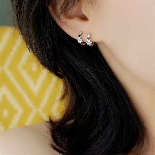3 Star Cubic Zirconia Sleeper Small Hoop Earrings for Women Teen Girls Sterling Silver Cartilage Tiny Cute CZ Huggie Hoops Hypoallergenic for Sensitive Ear Starlet Cuff Delicate Jewelry 8mm3 Star Cubic Zirconia Sleeper Small Hoop Earrings for Women Teen Girls Sterling Silver Cartilage Tiny Cute CZ Huggie Hoops Hypoallergenic for Sensitive Ear Starlet Cuff Delicate Jewelry 8mm