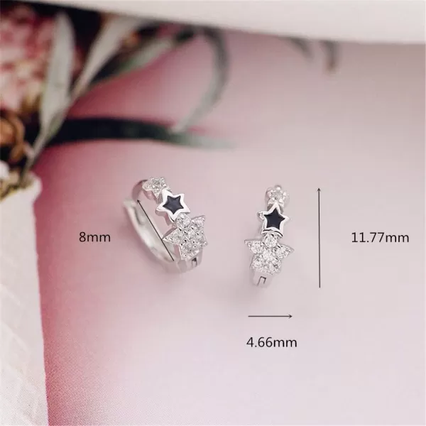 3 Star Cubic Zirconia Sleeper Small Hoop Earrings for Women Teen Girls Sterling Silver Cartilage Tiny Cute CZ Huggie Hoops Hypoallergenic for Sensitive Ear Starlet Cuff Delicate Jewelry 8mm3 Star Cubic Zirconia Sleeper Small Hoop Earrings for Women Teen Girls Sterling Silver Cartilage Tiny Cute CZ Huggie Hoops Hypoallergenic for Sensitive Ear Starlet Cuff Delicate Jewelry 8mm