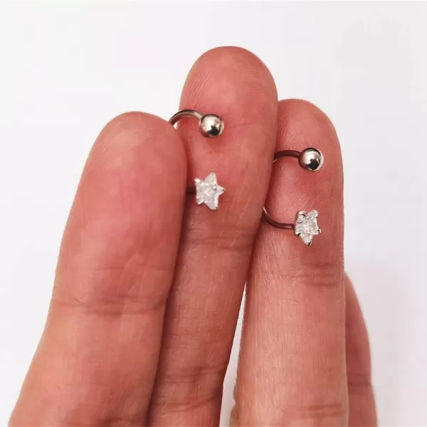 3mm Ball Half Small Piercing Hoop CZ Star Studs Earrings for Cartilage Women Girls Sensitive Ears Sterling Silver Cuff Wrap Minimalist Huggie Hoops Ear Ring Hypoallergenic JewelrySilver