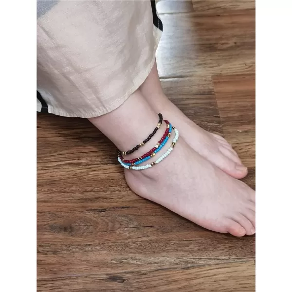4 PCS Minimalist Beaded Anklet Bracelet Set for Women Girls Gold Plated Layered Square Seeds Chain Adjustable Bohemian Fashion Retro Handmade Nickel Free Summer Beach Y2K Jewelry Gift4 PCS Minimalist Beaded Anklet Bracelet Set for Women Girls Gold Plated Layered Square Seeds Chain Adjustable Bohemian Fashion Retro Handmade Nickel Free Summer Beach Y2K Jewelry Gift