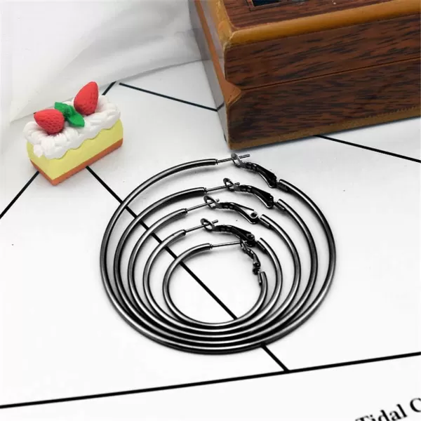 4 Pairs Minimalist Big Hoop Earrings Set for Women Girls Stainless Steel Hypoallergenic Geometric Big Large Huggie Hoops Dangle Loop Earring Fashion Punk Jewelry Sensitive Ears 3456mm Black4 Pairs Minimalist Big Hoop Earrings Set for Women Girls Stainless Steel Hypoallergenic Geometric Big Large Huggie Hoops Dangle Loop Earring Fashion Punk Jewelry Sensitive Ears 3456mm Black