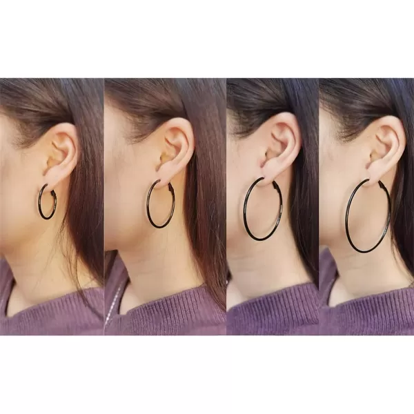 4 Pairs Minimalist Big Hoop Earrings Set for Women Girls Stainless Steel Hypoallergenic Geometric Big Large Huggie Hoops Dangle Loop Earring Fashion Punk Jewelry Sensitive Ears 3456mm Black4 Pairs Minimalist Big Hoop Earrings Set for Women Girls Stainless Steel Hypoallergenic Geometric Big Large Huggie Hoops Dangle Loop Earring Fashion Punk Jewelry Sensitive Ears 3456mm Black