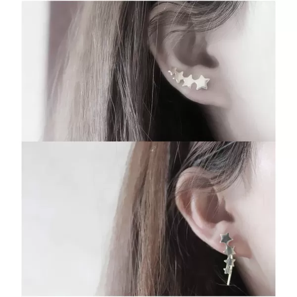 4 Star Cuff Wrap Climber Crawler Earrings for Women Teen Girls S925 Sterling Silver Sweep Up Hypoallergenic Hook Pin Piercing Ear Cute Constellation Fashion Jewelry Dainty Gift White Gold Plated4 Star Cuff Wrap Climber Crawler Earrings for Women Teen Girls S925 Sterling Silver Sweep Up Hypoallergenic Hook Pin Piercing Ear Cute Constellation Fashion Jewelry Dainty Gift White Gold Plated