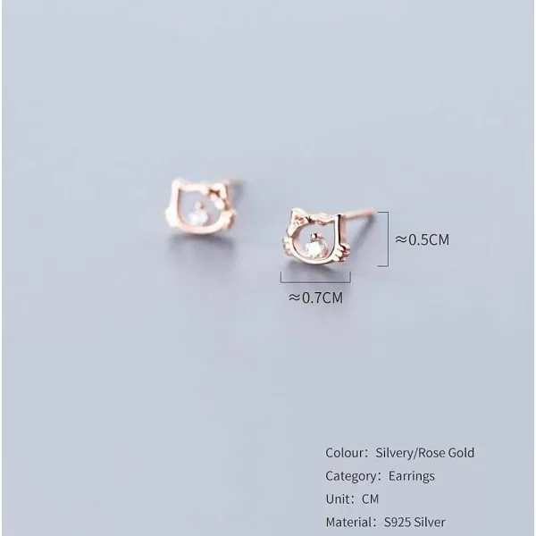 925 Sterling Silver Queen Cat Earrings for Women Girls CZ Cubic Zirconia Hollow out Kitty Tiny Stud Tragus Post Pin Cute Dainty Earrings Hypoallergenic Jewelry Gift for Pet Lover Rose Gold925 Sterling Silver Queen Cat Earrings for Women Girls CZ Cubic Zirconia Hollow out Kitty Tiny Stud Tragus Post Pin Cute Dainty Earrings Hypoallergenic Jewelry Gift for Pet Lover Rose Gold