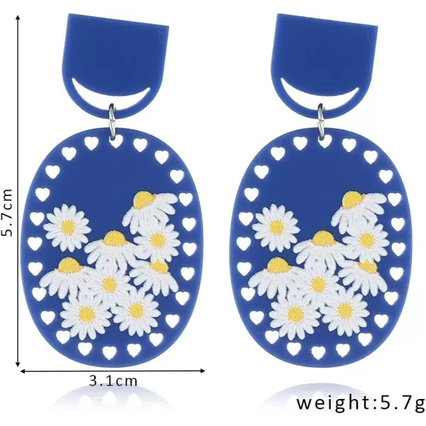 Acrylic Geometric Flower Dangle Earrings for Women Girls Hypoallergenic Lightweight Resin Geometrical Love Heart Floral Statement Drop Dangling Studs Earring Fashion Y2K JewelryDaisy