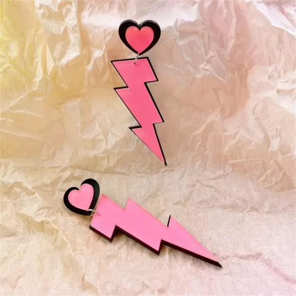 Acrylic Heart Lightning Bolt Dangle Earrings for Women Girls Lightweight Punk Exaggerate Big Pink Flash Drop Dangling Stud Cute 80s Neon Holiday Prom Party Jewelry GiftsAcrylic Heart Lightning Bolt Dangle Earrings for Women Girls Lightweight Punk Exaggerate Big Pink Flash Drop Dangling Stud Cute 80s Neon Holiday Prom Party Jewelry Gifts