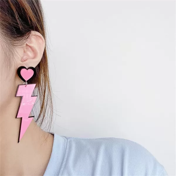 Acrylic Heart Lightning Bolt Dangle Earrings for Women Girls Lightweight Punk Exaggerate Big Pink Flash Drop Dangling Stud Cute 80s Neon Holiday Prom Party Jewelry GiftsAcrylic Heart Lightning Bolt Dangle Earrings for Women Girls Lightweight Punk Exaggerate Big Pink Flash Drop Dangling Stud Cute 80s Neon Holiday Prom Party Jewelry Gifts