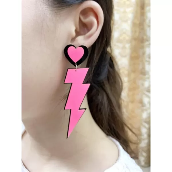 Acrylic Heart Lightning Bolt Dangle Earrings for Women Girls Lightweight Punk Exaggerate Big Pink Flash Drop Dangling Stud Cute 80s Neon Holiday Prom Party Jewelry GiftsAcrylic Heart Lightning Bolt Dangle Earrings for Women Girls Lightweight Punk Exaggerate Big Pink Flash Drop Dangling Stud Cute 80s Neon Holiday Prom Party Jewelry Gifts