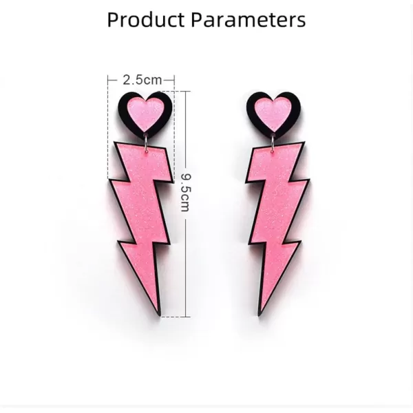 Acrylic Heart Lightning Bolt Dangle Earrings for Women Girls Lightweight Punk Exaggerate Big Pink Flash Drop Dangling Stud Cute 80s Neon Holiday Prom Party Jewelry GiftsAcrylic Heart Lightning Bolt Dangle Earrings for Women Girls Lightweight Punk Exaggerate Big Pink Flash Drop Dangling Stud Cute 80s Neon Holiday Prom Party Jewelry Gifts