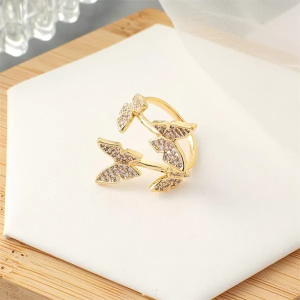 Adjustable CZ Butterfly Statement Rings for Women Girls 14K Gold Plated Expandable Open Wrap Finger Rings Comfort Fit Delicate Wedding Engagement Anniversary Jewelry Dainty Gift StackingAdjustable CZ Butterfly Statement Rings for Women Girls 14K Gold Plated Expandable Open Wrap Finger Rings Comfort Fit Delicate Wedding Engagement Anniversary Jewelry Dainty Gift Stacking