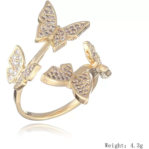 Adjustable CZ Butterfly Statement Rings for Women Girls 14K Gold Plated Expandable Open Wrap Finger Rings Comfort Fit Delicate Wedding Engagement Anniversary Jewelry Dainty Gift StackingAdjustable CZ Butterfly Statement Rings for Women Girls 14K Gold Plated Expandable Open Wrap Finger Rings Comfort Fit Delicate Wedding Engagement Anniversary Jewelry Dainty Gift Stacking