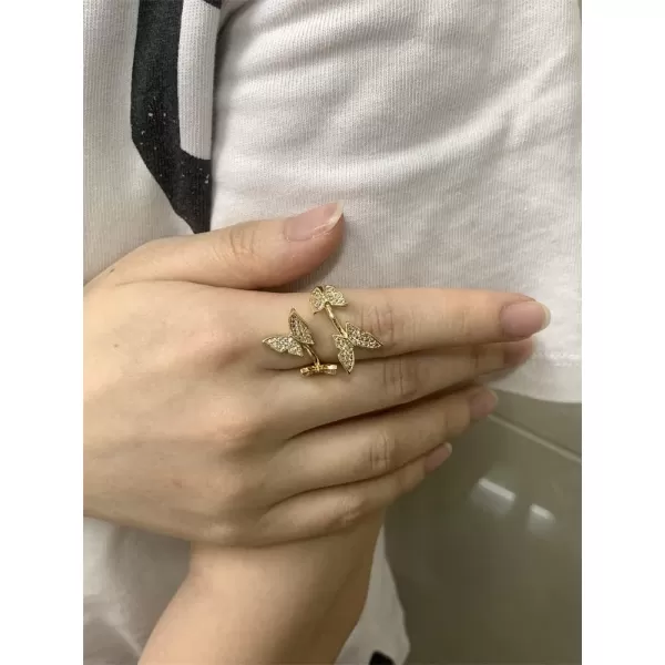 Adjustable CZ Butterfly Statement Rings for Women Girls 14K Gold Plated Expandable Open Wrap Finger Rings Comfort Fit Delicate Wedding Engagement Anniversary Jewelry Dainty Gift StackingAdjustable CZ Butterfly Statement Rings for Women Girls 14K Gold Plated Expandable Open Wrap Finger Rings Comfort Fit Delicate Wedding Engagement Anniversary Jewelry Dainty Gift Stacking